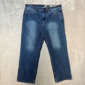 Volcom Nailer Denim Relaxed Straight Jeans Size 34x28 Medium Wash